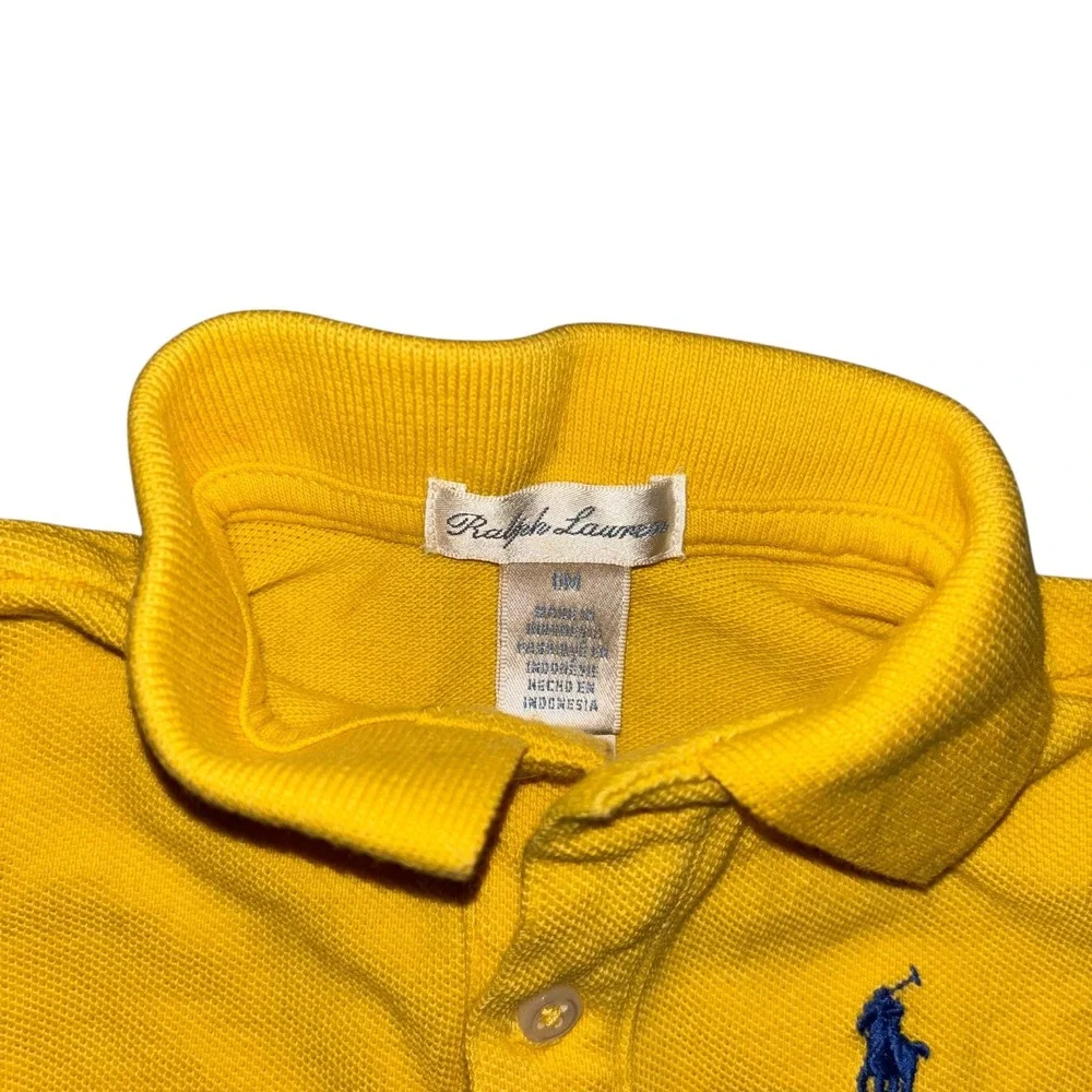 Ralph Lauren Kids Yellow Short Sleeve Pique Polo Shirt Blue Pony Logo‎ Size 6M